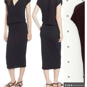 James Perse Surplice Blouson midi dress Size 2